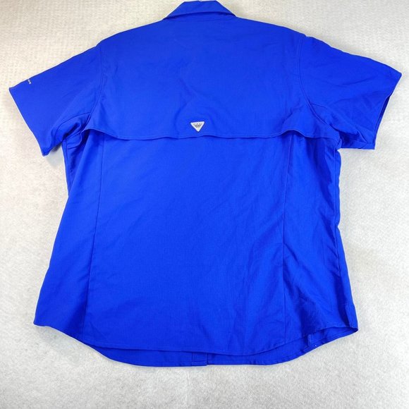 COLUMBIA Womens XL Blue Omni Shield SPF Performance Short Sleeve Button Up Shirt - Picture 13 of 13